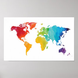 Mapa del mundo de acuarela - Impresión de acuarela