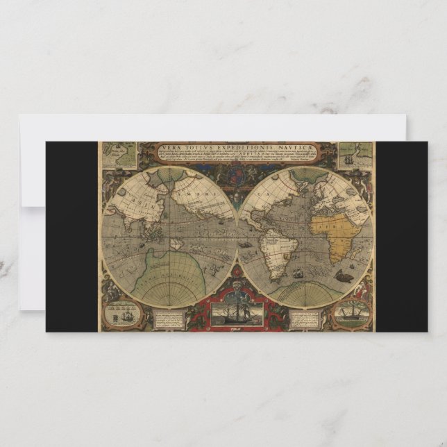 Mapa del mundo de la época 1595 de Jodocuments Hon (Anverso)