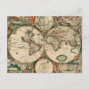 Mapa del mundo de la época de las postales de 1689
