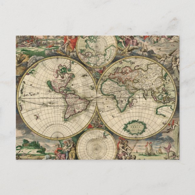 Mapa del mundo de la época de las postales de 1689 (Anverso)