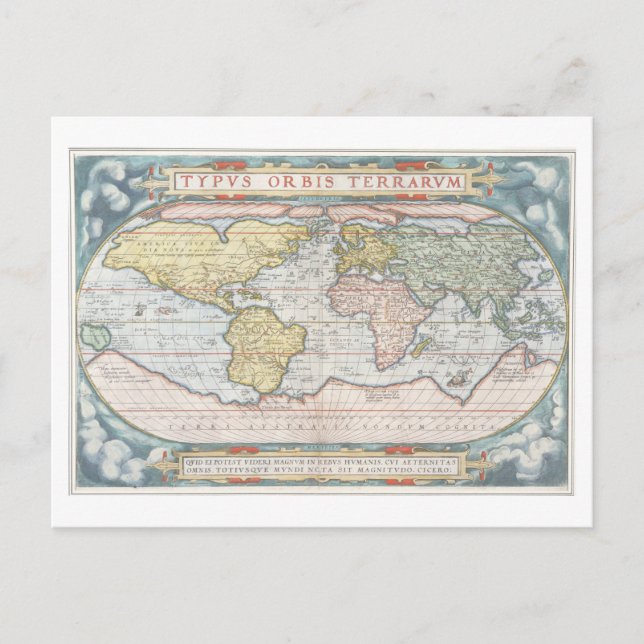 Mapa del mundo de la postal de 1570 (Anverso)