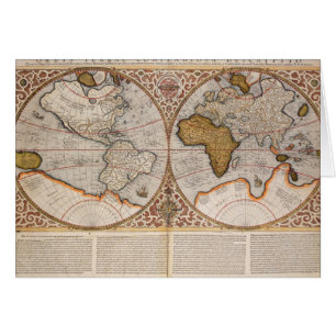 Mapa del mundo doble del hemisferio, 1587