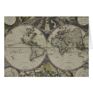 Mapa del mundo doble el 1672 del hemisferio