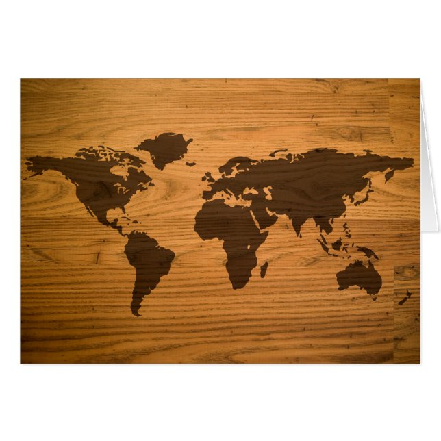 Mapa del mundo en el grano de madera (Anverso (Horizontal))