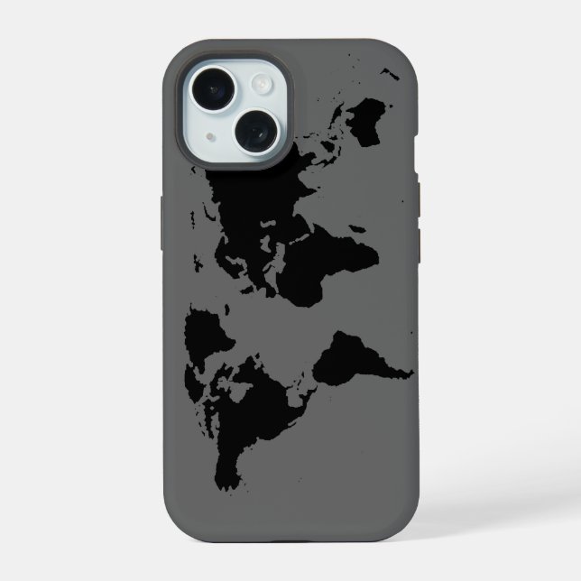 Mapa del mundo gris negro (Reverso )