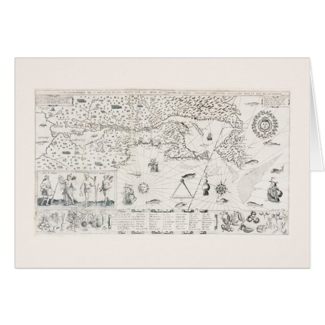 Mapa del mundo medieval Quebec Nouvelle-France Amé (Anverso (Horizontal))
