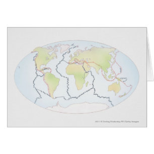 Mapa del mundo que muestra márgenes de la placa