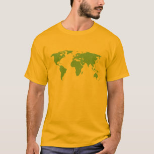 Mapa del mundo verde con la camiseta de los paíse