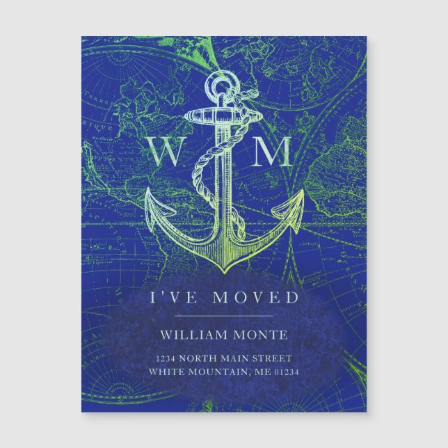 Mapa del mundo vintage Anclaje Náutico Movimiento  (Anverso)