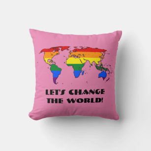 Mapa del Orgullo LGBT del Cojín decorativo mundial