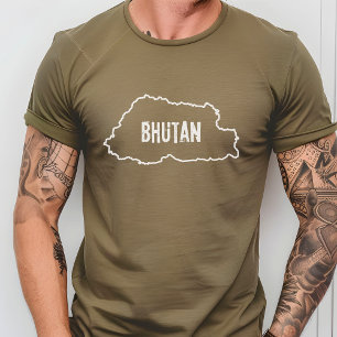 Mapa del país de Bután Campaña esquema de camiseta