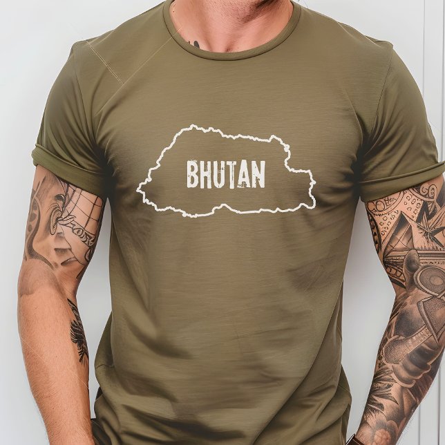 Mapa del país de Bután Campaña esquema de camiseta (Subido por el creador)