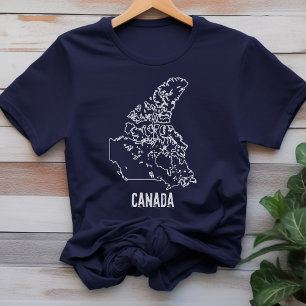 Mapa del país de Canadá Esbozo de camiseta de líne
