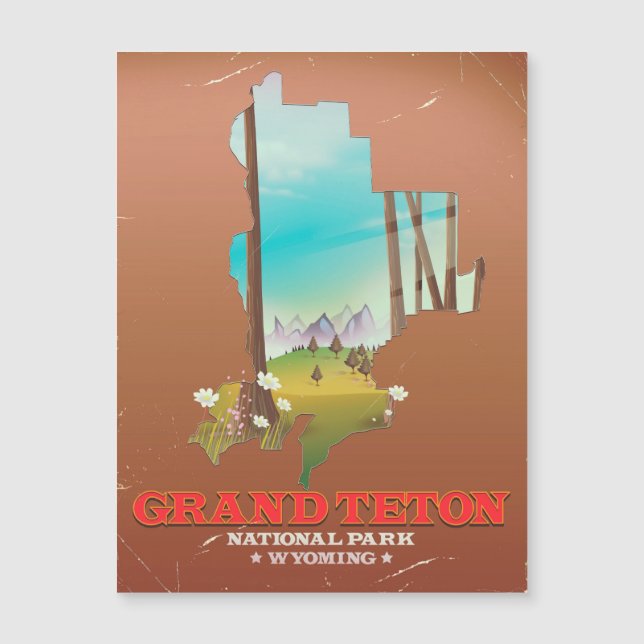 Mapa del Parque Nacional Grand Teton Wyoming (Anverso)