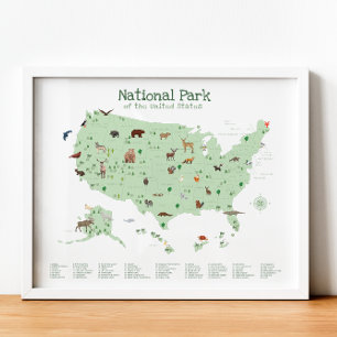 Mapa del Parque Nacional Verde Impresión de guarde