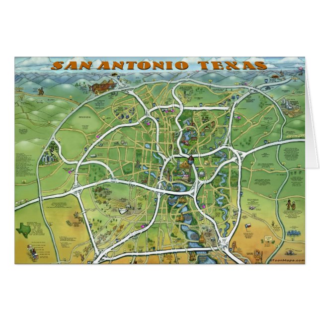 Mapa del Personalizado de Texas en San Antonio (Anverso (Horizontal))