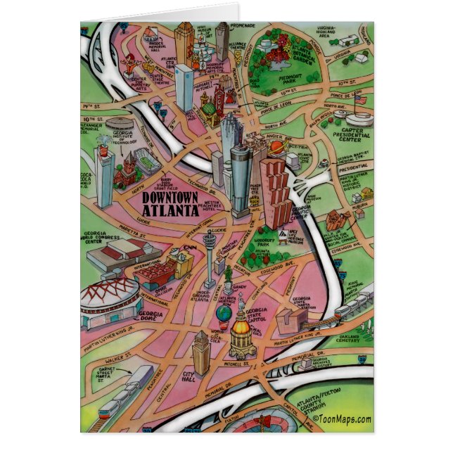 Mapa del Personalizado del centro de Atlanta Georg (Frente)