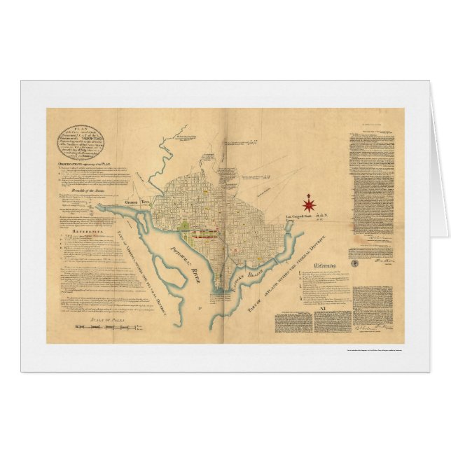 Mapa del plan del Washington DC por L'Enfant 1791 (Anverso (Horizontal))