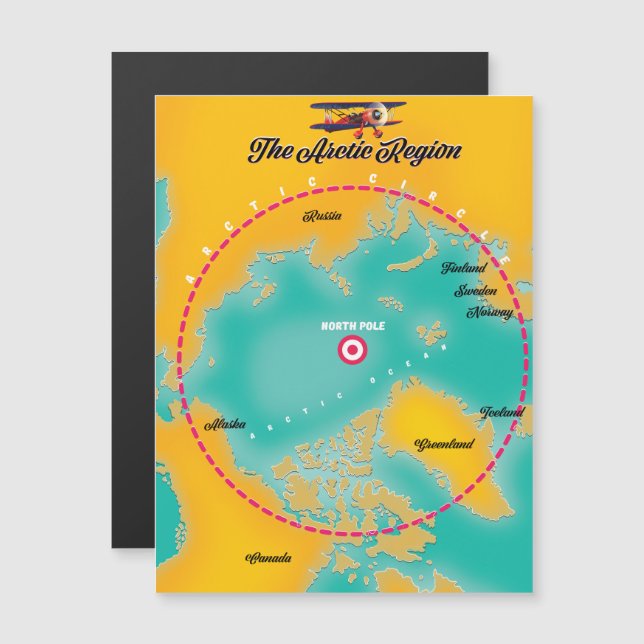 Mapa del polo norte de la región ártica (Anverso/Reverso)