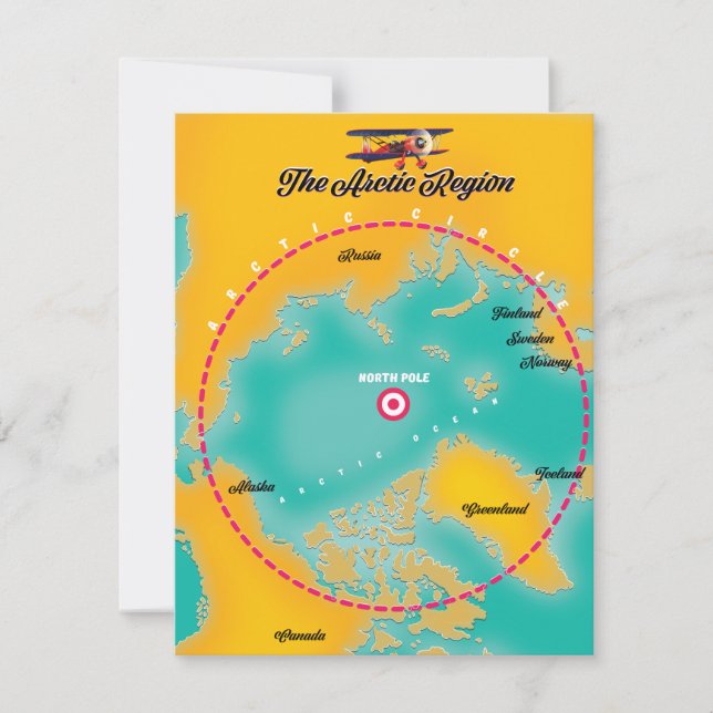 Mapa del polo norte de la región ártica (Anverso)