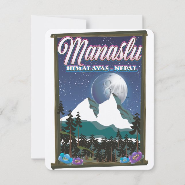 Mapa del póster de viaje de Manaslu Himalayas Nepa (Anverso)