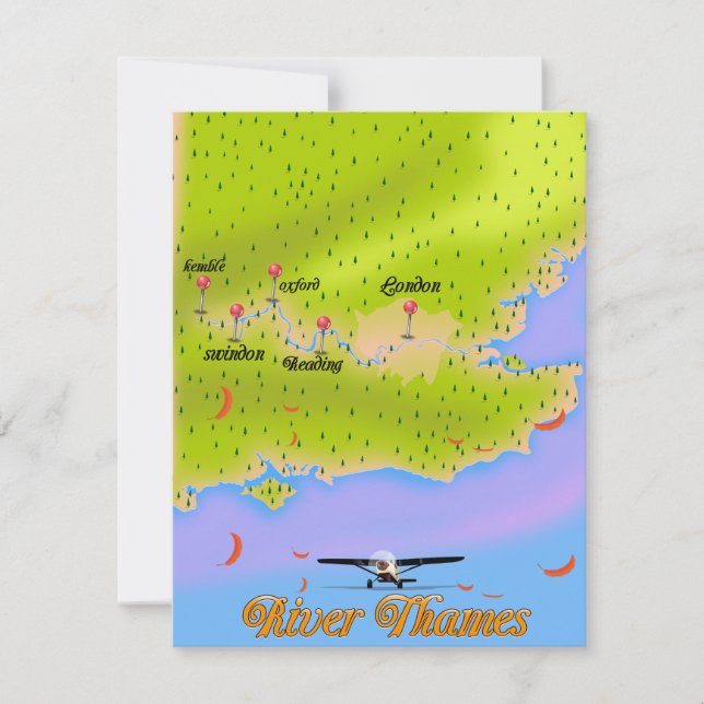 Mapa del río Támesis Londres Inglaterra (Anverso)