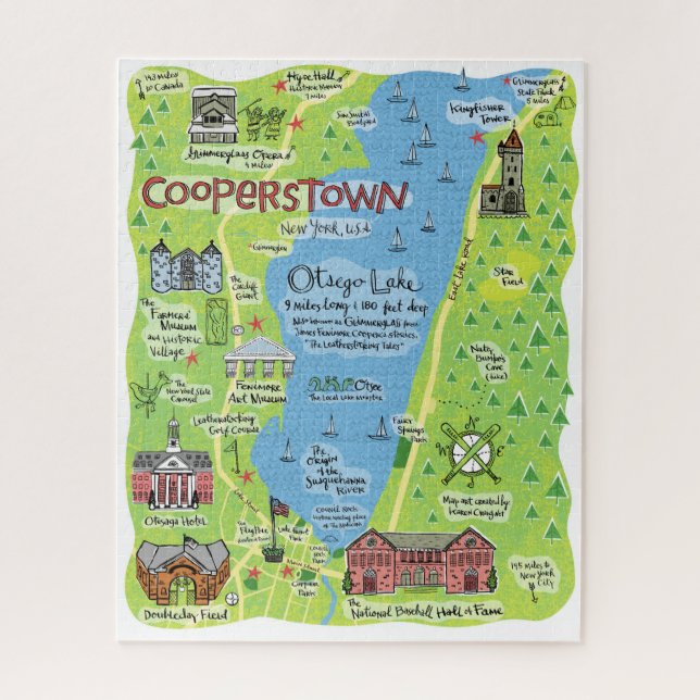 Mapa del rompecabezas de Cooperstown (Vertical)