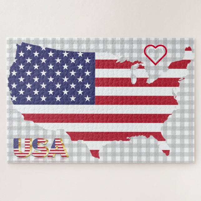 Mapa del rompecabezas de la bandera de Estados Uni (Horizontal)