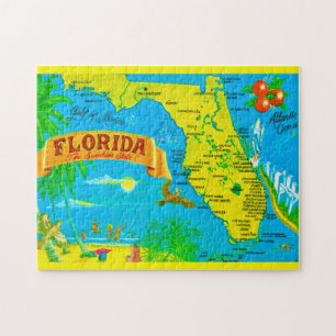 Mapa del Sol de Florida 11x14 rompecabezas