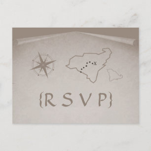 Mapa del tesoro, tarjeta postal RSVP, Beige