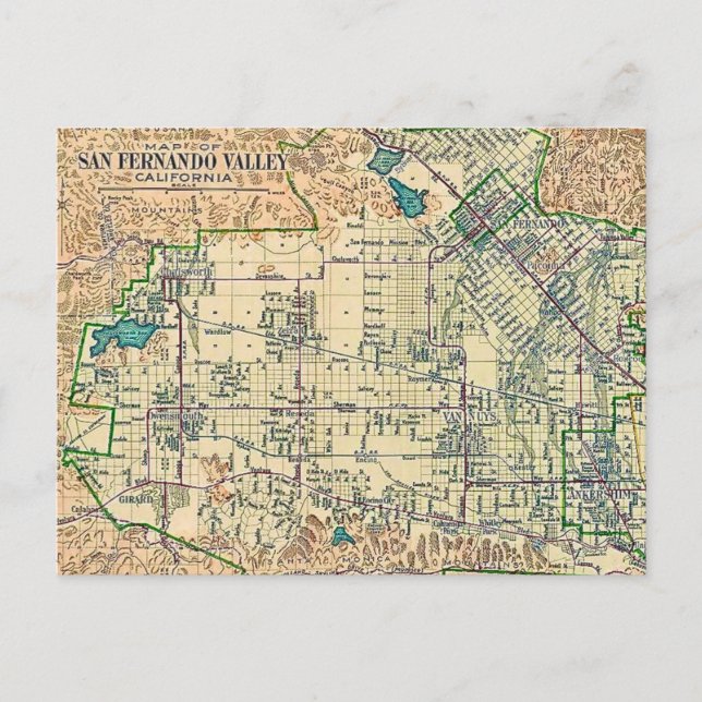 Mapa del Valle de San Fernando Tarjeta postal (Anverso)