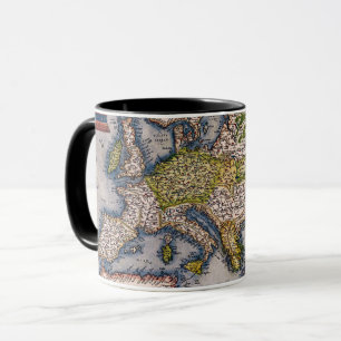 Mapa del vintage 1572 de la taza de Europa