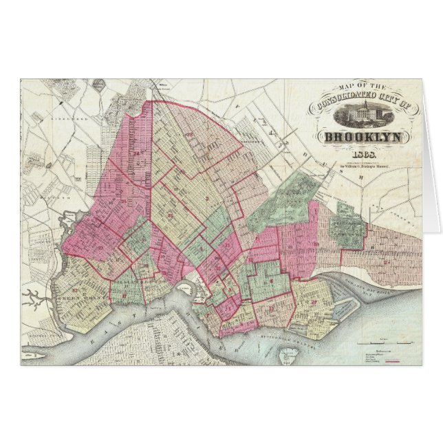 Mapa del vintage de Brookyln (1868) (Anverso (Horizontal))