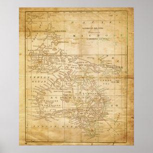 Mapa del vintage de la impresión archival de