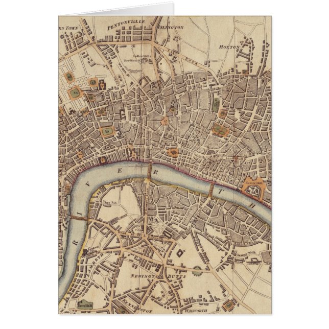 Mapa del vintage de Londres Inglaterra (1807) (Frente)