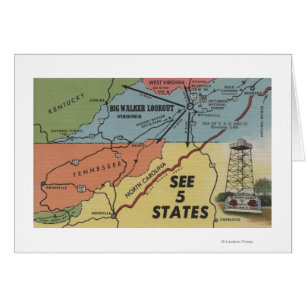 Mapa detallado de 5 estados - puesto de