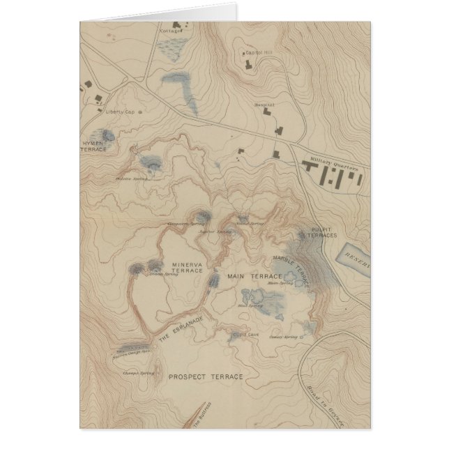 Mapa detallado de las aguas termales de mamut (Frente)