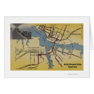 Mapa detallado del túnel puente Norfolk-Portsmouth