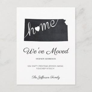 Mapa estatal de Chalkboard de Kansas, tarjeta post