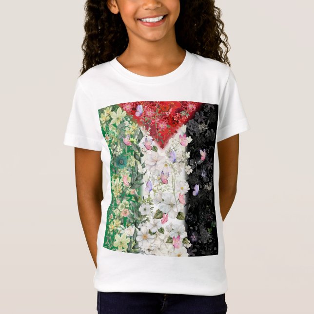 Mapa floral de Palestina - Camiseta del Mapa de Pa (Anverso)
