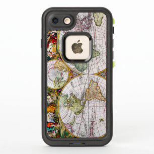 Mapa francés de época de los hemisferios