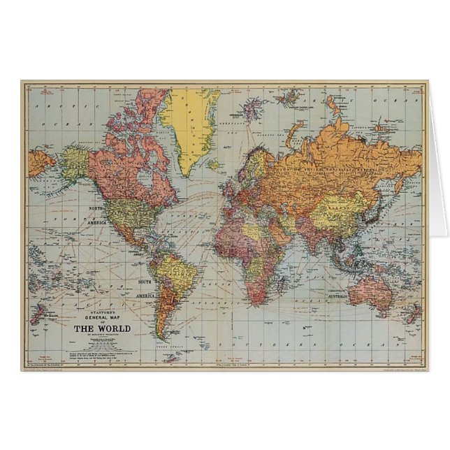 Mapa general vintage del mundo (Anverso (Horizontal))