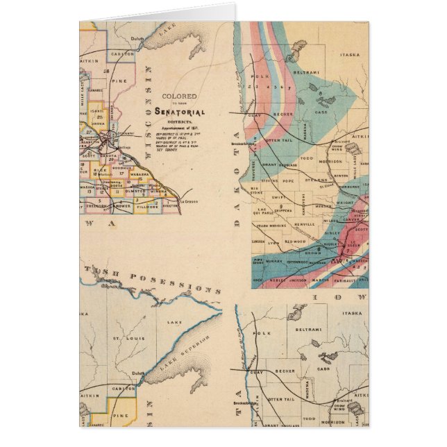 Mapa geológico de Minnesota por NH Winchell (Frente)