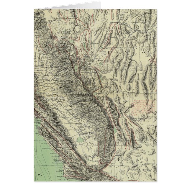 Mapa geomórfico, California, Nevada (Frente)