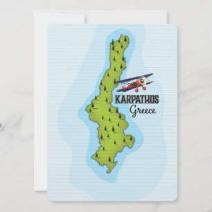 Mapa griego de Karpathos Afiche de viaje ilustrado