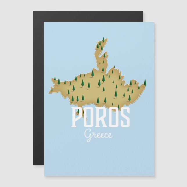 Mapa griego de Poros Afiche de viaje ilustrado (Anverso/Reverso)