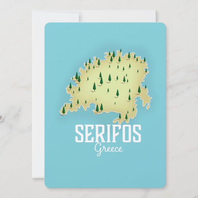 Mapa griego de Serifos Afiche de viaje ilustrado (Anverso)