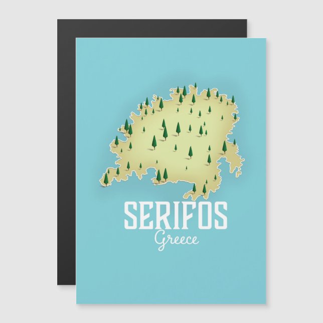 Mapa griego de Serifos Afiche de viaje ilustrado (Anverso/Reverso)