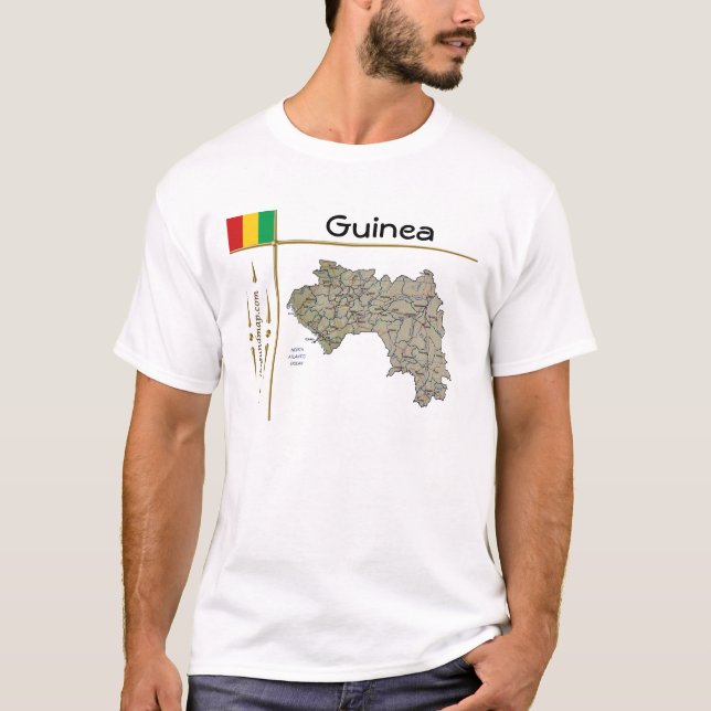 Mapa Guinea-Conakry + Bandera + Cargo camiseta (Anverso)