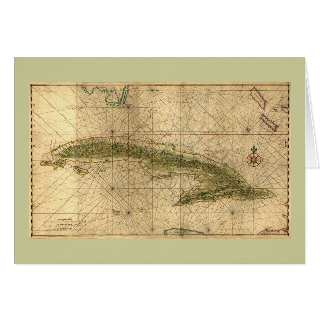 Mapa histórico 1639 de Cuba de Joan Vinckeboons (Anverso (Horizontal))